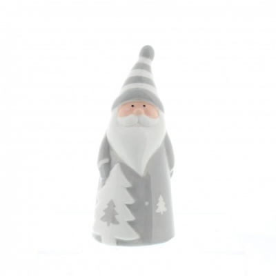 Festive 12cm Dolomite Grey/White Santa with Trees P045605